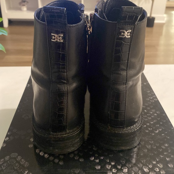 Sam Edelman Nina Black Leather Lace Up Boots - Picture 6 of 10